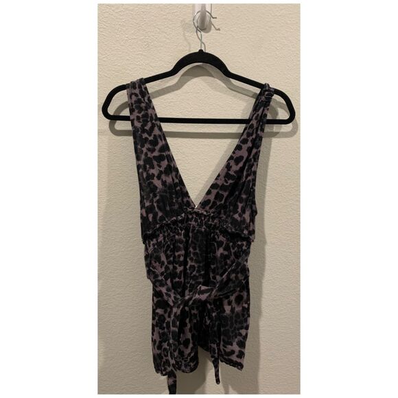 FREE PEOPLE Leo Printed Sleeveless Black Cheetah Crescent Shaped Romper - Picture 4 of 4
